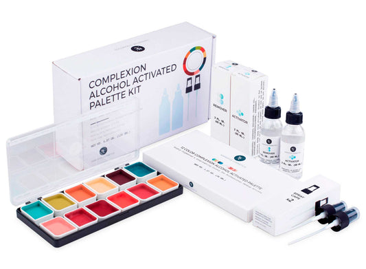 Palette activée à l'alcool pour le teint, 12 couleurs: Kit palette + activateur d'alcool + dissolvant Narrative Cosmetics