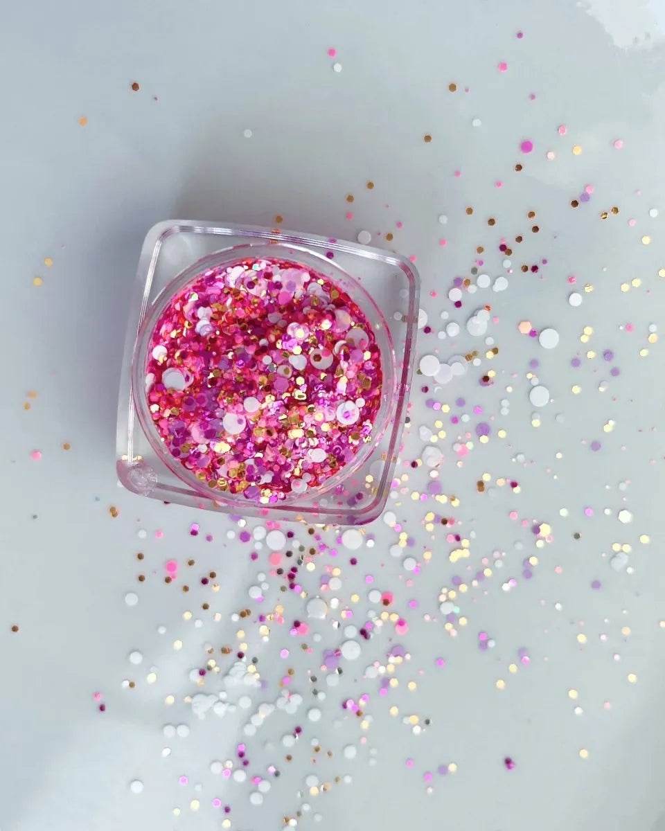 Gel scintillant pour le visage et le corps, rose pêche et blanc, Blacklight Glow - Glitter