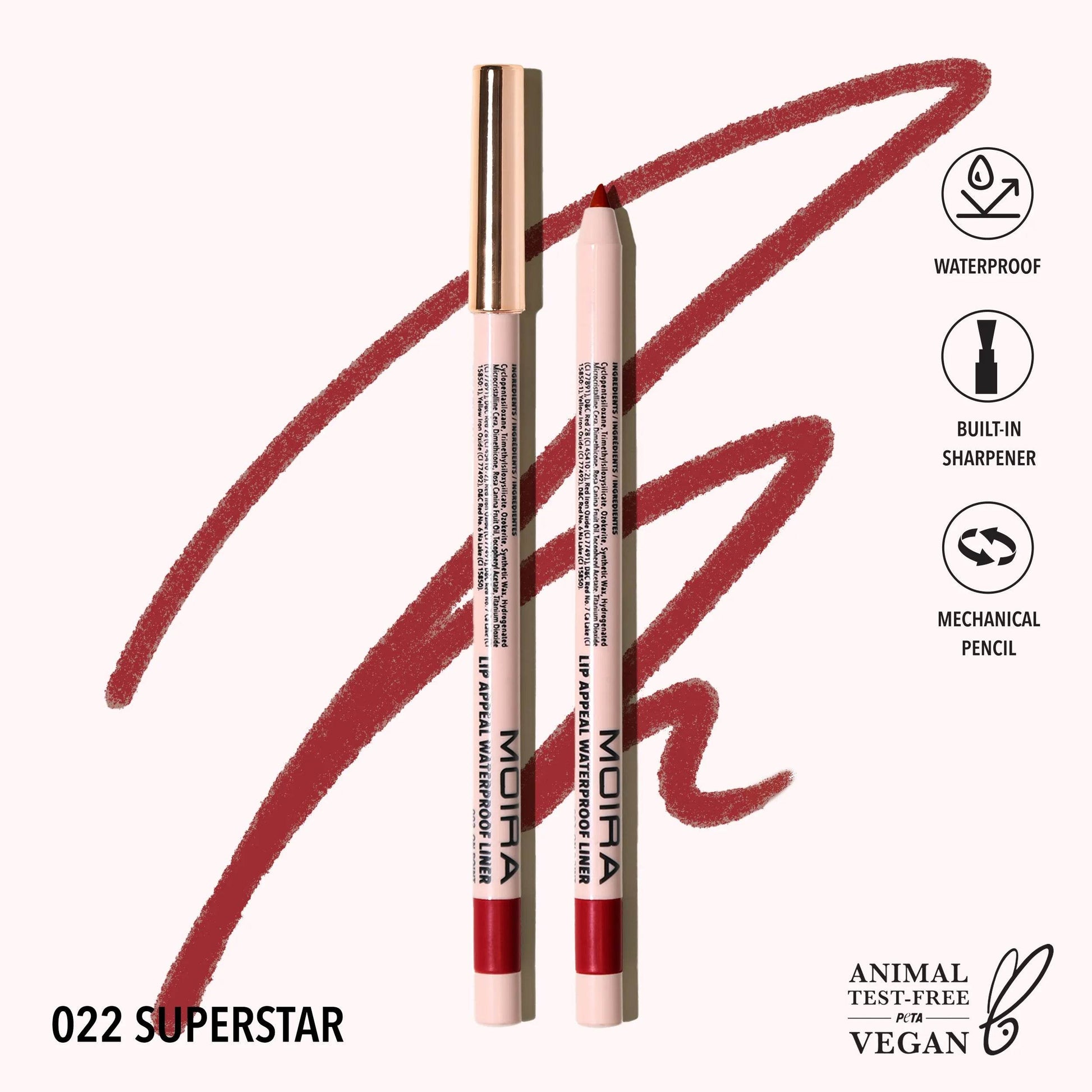 Lip Appeal waterproof liner - Moira Cosmetics - 022 Superstar