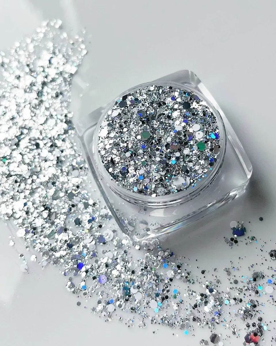 Gel à paillettes pour le visage et le corps Silver White Sparkle Grey Pearl - Glitter