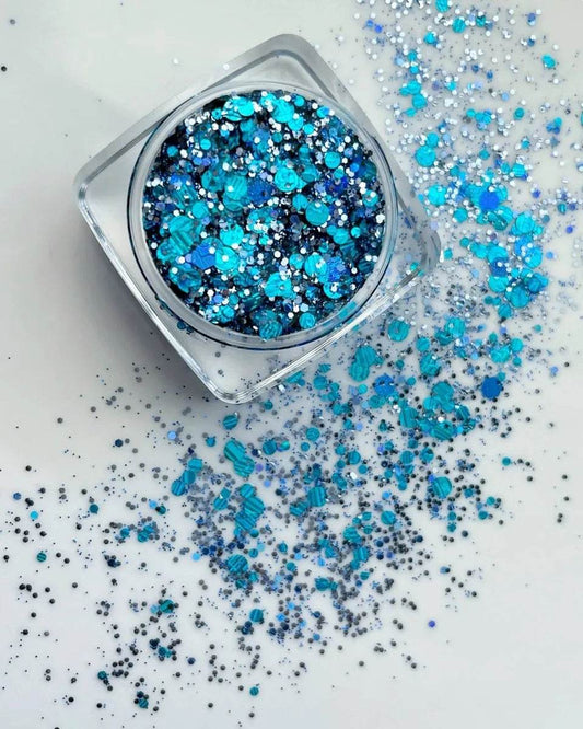 Gel pailleté bleu et bleu sarcelle pour le visage et le corps - Glitter